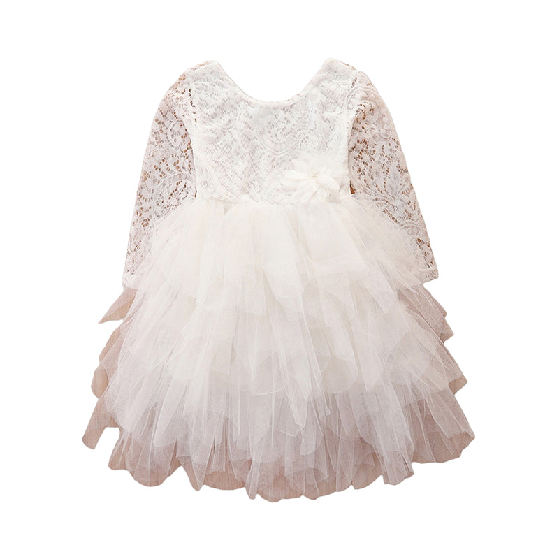 Kid Girls Color-blocking Lace Birthday Party Dresses Princess Dresses Wholesale 220711290