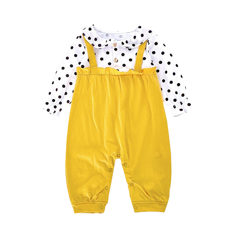 Baby Kid Girls Color-blocking Polka dots Jumpsuits Wholesale 220711323