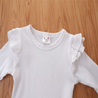 Load image into Gallery viewer, 3 Pieces Set Baby Girls Muslin&amp;Ribbed Rompers Solid Color Dresses And Bow Headwear Wholesale 220711328
