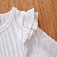 Load image into Gallery viewer, 3 Pieces Set Baby Girls Muslin&amp;Ribbed Rompers Solid Color Dresses And Bow Headwear Wholesale 220711328
