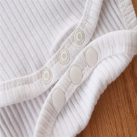 Load image into Gallery viewer, 3 Pieces Set Baby Girls Muslin&amp;Ribbed Rompers Solid Color Dresses And Bow Headwear Wholesale 220711328
