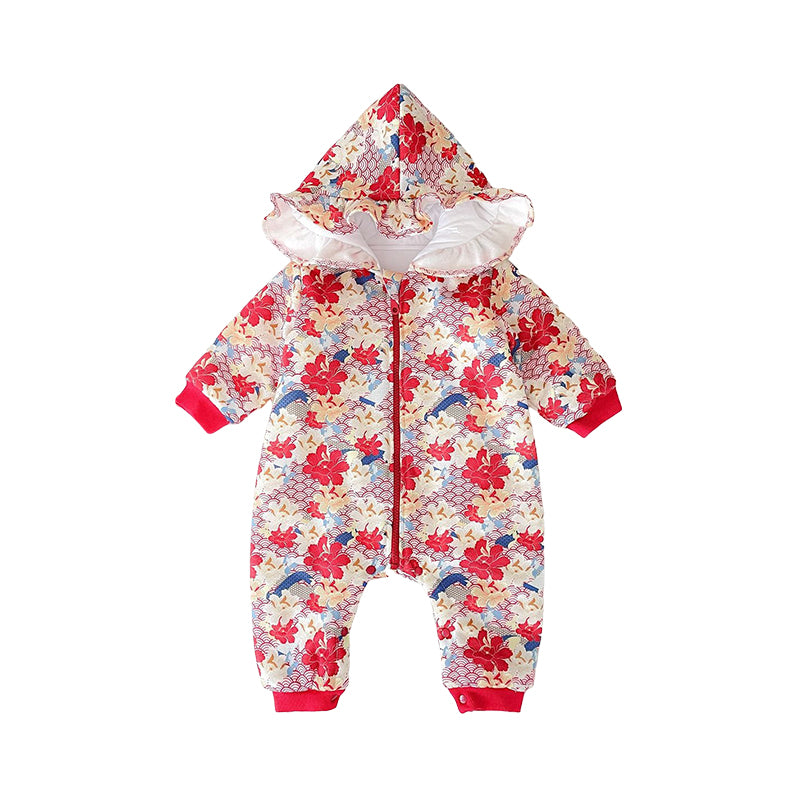 Baby Kid Girls Flower Print Jumpsuits Wholesale 220711348