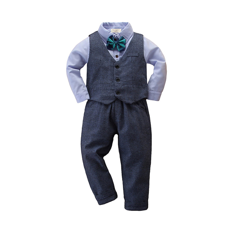 3 Pieces Set Baby Kid Boys Dressy Solid Color Vests Waistcoats Shirts And Pants Wholesale 22071141