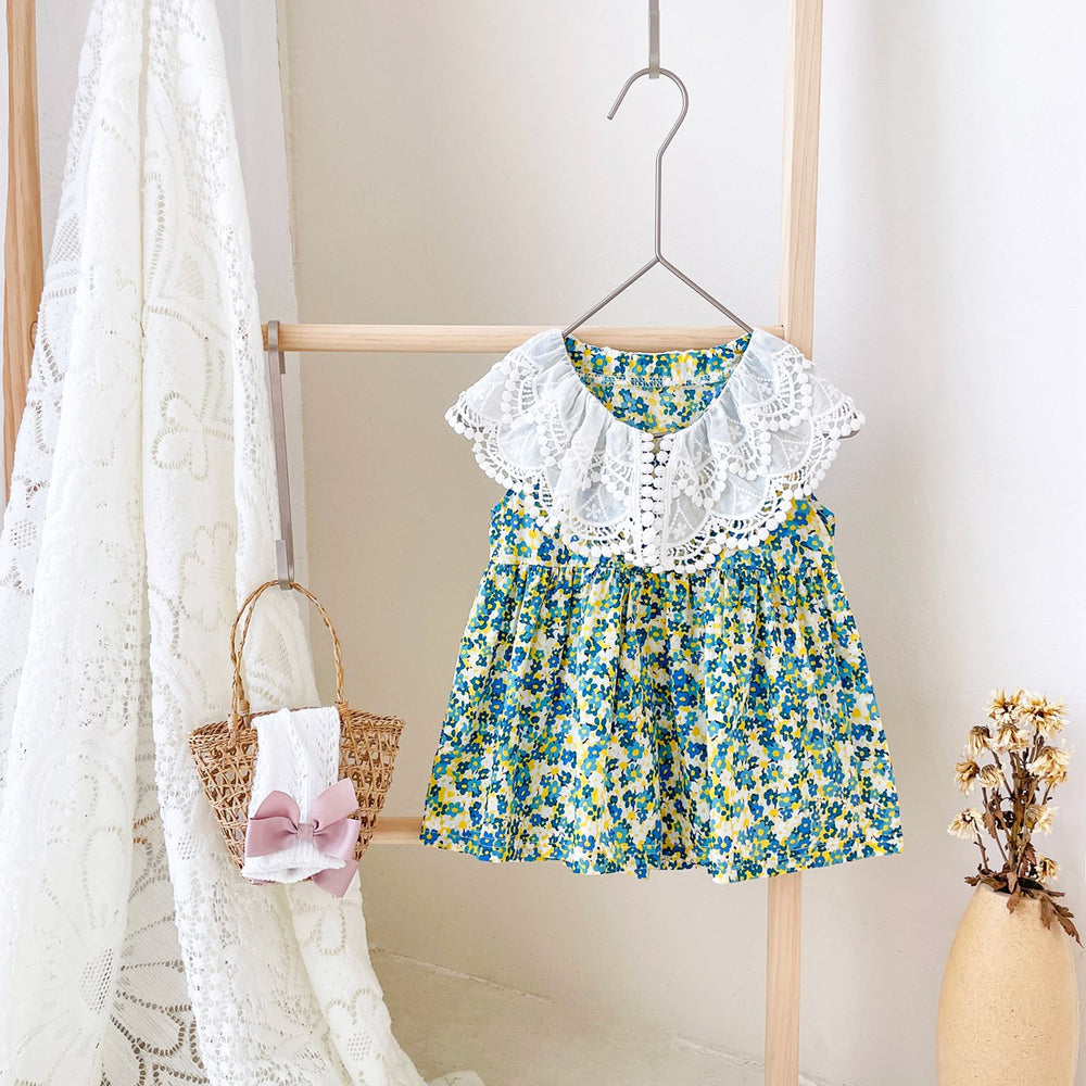 Baby Kid Girls Flower Lace Print Dresses Wholesale 220711432