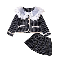 Load image into Gallery viewer, 2 Pieces Set Baby Kid Girls Checked Jackets Outwears And Skirts Wholesale 220711479
