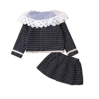 Load image into Gallery viewer, 2 Pieces Set Baby Kid Girls Checked Jackets Outwears And Skirts Wholesale 220711479
