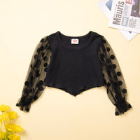 Load image into Gallery viewer, 2 Pieces Set Baby Kid Girls Solid Color Polka dots Muslin&amp;Ribbed Tops And Ripped Jeans Wholesale 220711488
