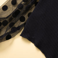 Load image into Gallery viewer, 2 Pieces Set Baby Kid Girls Solid Color Polka dots Muslin&amp;Ribbed Tops And Ripped Jeans Wholesale 220711488
