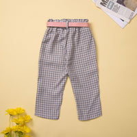 Load image into Gallery viewer, 2 Pieces Set Baby Kid Girls Solid Color Muslin&amp;Ribbed Tops And Checked Pants Wholesale 220711489
