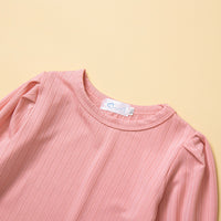 Load image into Gallery viewer, 2 Pieces Set Baby Kid Girls Solid Color Muslin&amp;Ribbed Tops And Checked Pants Wholesale 220711489
