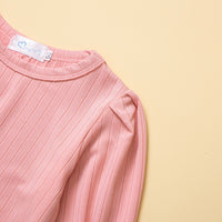 Load image into Gallery viewer, 2 Pieces Set Baby Kid Girls Solid Color Muslin&amp;Ribbed Tops And Checked Pants Wholesale 220711489
