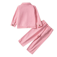 Load image into Gallery viewer, 2 Pieces Set Baby Kid Girls Solid Color Jackets Outwears And Ripped Pants Wholesale 220711504
