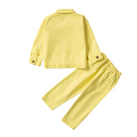 Load image into Gallery viewer, 2 Pieces Set Baby Kid Girls Solid Color Jackets Outwears And Ripped Pants Wholesale 220711504
