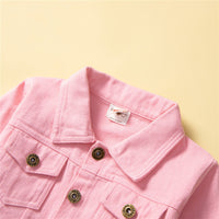 Load image into Gallery viewer, 2 Pieces Set Baby Kid Girls Solid Color Jackets Outwears And Ripped Pants Wholesale 220711504
