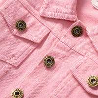 Load image into Gallery viewer, 2 Pieces Set Baby Kid Girls Solid Color Jackets Outwears And Ripped Pants Wholesale 220711504
