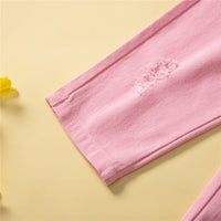 Load image into Gallery viewer, 2 Pieces Set Baby Kid Girls Solid Color Jackets Outwears And Ripped Pants Wholesale 220711504
