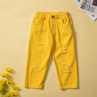 Load image into Gallery viewer, 2 Pieces Set Baby Kid Girls Solid Color Jackets Outwears And Ripped Pants Wholesale 220711504
