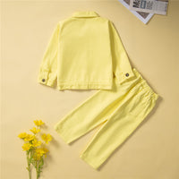 Load image into Gallery viewer, 2 Pieces Set Baby Kid Girls Solid Color Jackets Outwears And Ripped Pants Wholesale 220711504
