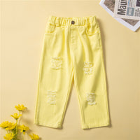 Load image into Gallery viewer, 2 Pieces Set Baby Kid Girls Solid Color Jackets Outwears And Ripped Pants Wholesale 220711504
