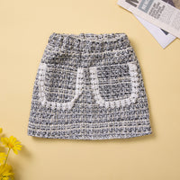 Load image into Gallery viewer, 2 Pieces Set Baby Kid Girls Flower Lace Solid Color Tops And Checked Skirts Wholesale 220711505
