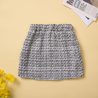 Load image into Gallery viewer, 2 Pieces Set Baby Kid Girls Flower Lace Solid Color Tops And Checked Skirts Wholesale 220711505
