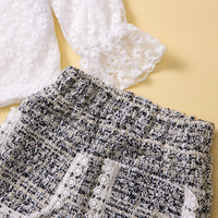 Load image into Gallery viewer, 2 Pieces Set Baby Kid Girls Lace Tops And Checked Skirts Wholesale 220711505
