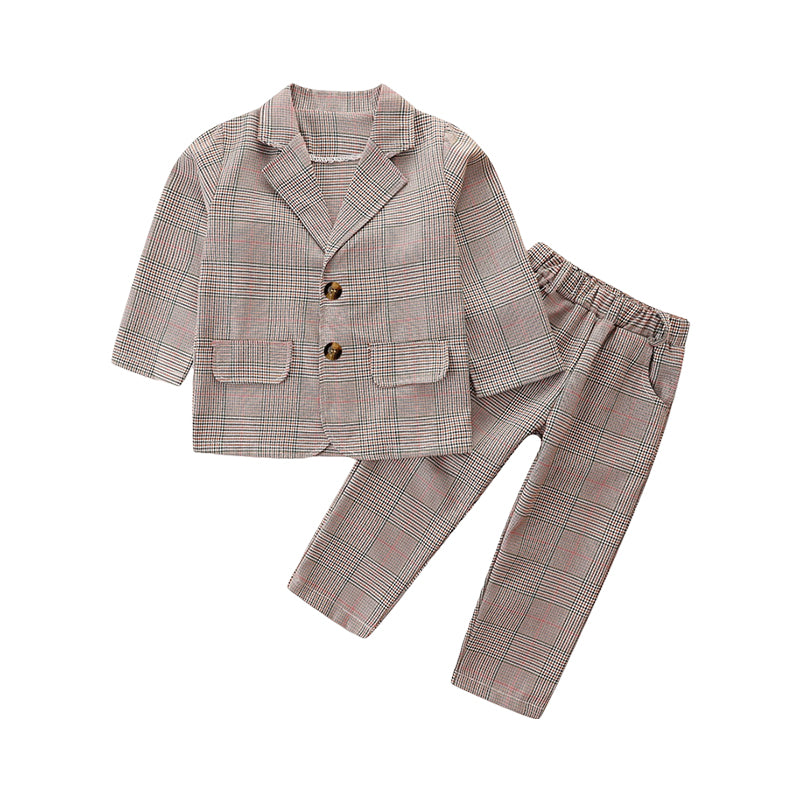 2 Pieces Set Baby Kid Girls Checked Blazers And Trousers Suits Wholesale 220711509