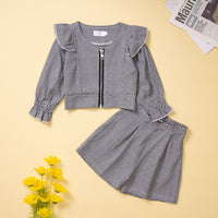Load image into Gallery viewer, 2 Pieces Set Baby Kid Girls Houndstooth Print Jackets&amp;Outwears And Shorts Wholesale 220711511
