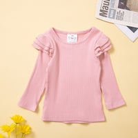 Load image into Gallery viewer, 2 Pieces Set Baby Kid Girls Solid Color Muslin&amp;Ribbed Tops And Ripped Skirts Wholesale 220711514
