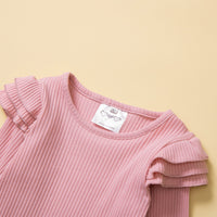 Load image into Gallery viewer, 2 Pieces Set Baby Kid Girls Solid Color Muslin&amp;Ribbed Tops And Ripped Skirts Wholesale 220711514
