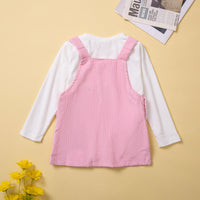 Load image into Gallery viewer, 2 Pieces Set Baby Kid Girls Solid Color Muslin&amp;Ribbed Tops And Dresses Wholesale 220711515
