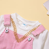 Load image into Gallery viewer, 2 Pieces Set Baby Kid Girls Solid Color Muslin&amp;Ribbed Tops And Dresses Wholesale 220711515

