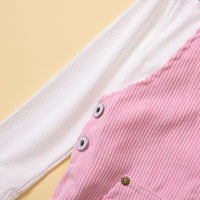 Load image into Gallery viewer, 2 Pieces Set Baby Kid Girls Solid Color Muslin&amp;Ribbed Tops And Dresses Wholesale 220711515
