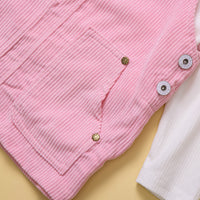 Load image into Gallery viewer, 2 Pieces Set Baby Kid Girls Solid Color Muslin&amp;Ribbed Tops And Dresses Wholesale 220711515
