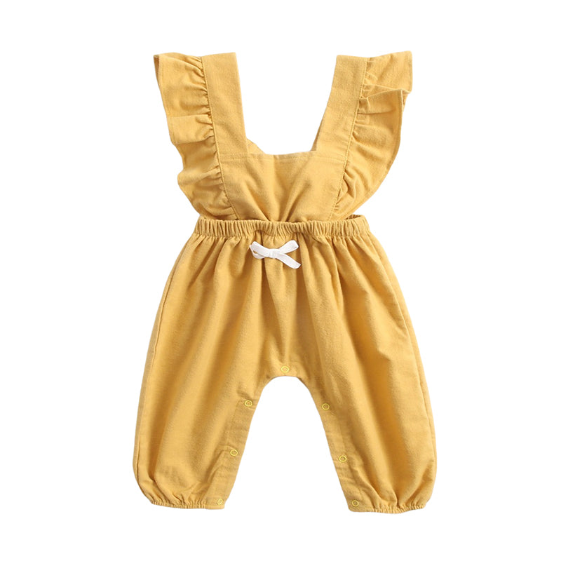 Baby Kid Girls Solid Color Bow Jumpsuits Wholesale 22071164