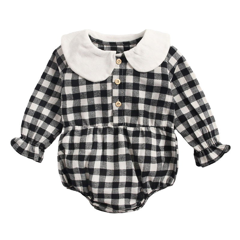 Baby Kid Girls Checked Rompers Wholesale 22071165