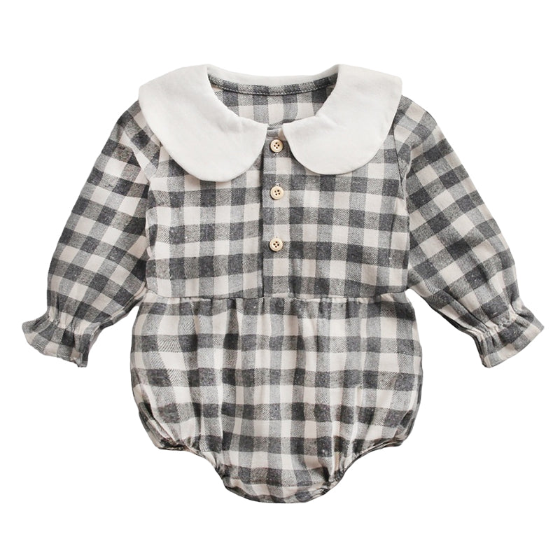 Baby Kid Girls Checked Rompers Wholesale 22071165