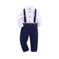 Load image into Gallery viewer, 3 Pieces Set Baby Kid Boys Birthday Party Solid Color Bow Shirts And Striped Vests Waistcoats And Pants Wholesale 22071172
