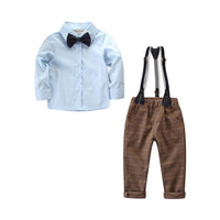 Load image into Gallery viewer, 3 Pieces Set Baby Kid Boys Birthday Party Solid Color Bow Shirts And Striped Vests Waistcoats And Pants Wholesale 22071172
