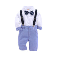 Load image into Gallery viewer, 3 Pieces Set Baby Kid Boys Birthday Party Solid Color Bow Shirts And Striped Vests Waistcoats And Pants Wholesale 22071172
