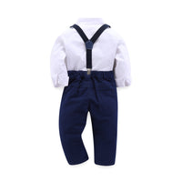 Load image into Gallery viewer, 3 Pieces Set Baby Kid Boys Birthday Party Solid Color Bow Shirts And Striped Vests Waistcoats And Pants Wholesale 22071172
