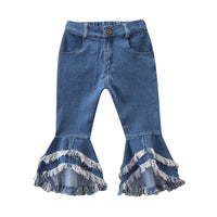 Load image into Gallery viewer, Kid Girls Solid Color Leopard print Ripped Pants Jeans Wholesale 22071180
