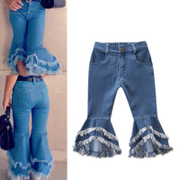 Load image into Gallery viewer, Kid Girls Solid Color Leopard print Ripped Pants Jeans Wholesale 22071180
