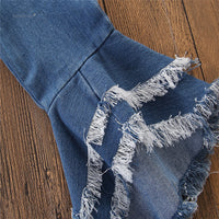 Load image into Gallery viewer, Kid Girls Solid Color Leopard print Ripped Pants Jeans Wholesale 22071180
