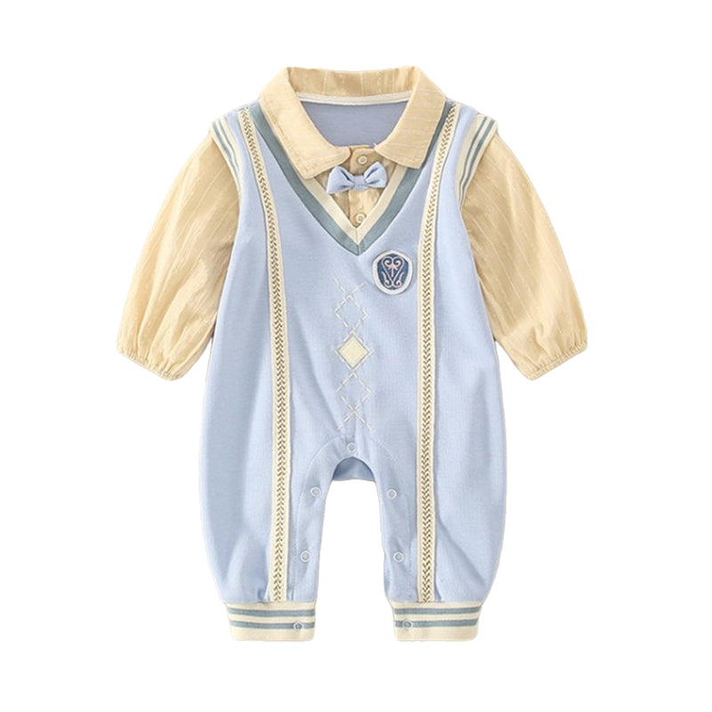 Baby Unisex Striped Checked Bow Jumpsuits Wholesale 220713115