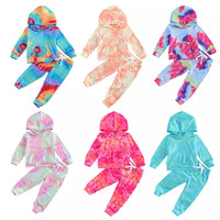 Load image into Gallery viewer, 2 Pieces Set Baby Kid Unisex Tie Dye Print Hoodies&amp;Swearshirts And Pants Wholesale 220713135
