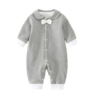 Load image into Gallery viewer, Baby Unisex Color-blocking Bow Muslin&amp;Ribbed Jumpsuits Wholesale 220713173
