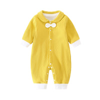 Load image into Gallery viewer, Baby Unisex Color-blocking Bow Muslin&amp;Ribbed Jumpsuits Wholesale 220713173
