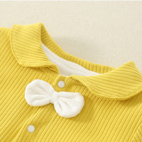 Load image into Gallery viewer, Baby Unisex Color-blocking Bow Muslin&amp;Ribbed Jumpsuits Wholesale 220713173
