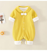 Load image into Gallery viewer, Baby Unisex Color-blocking Bow Muslin&amp;Ribbed Jumpsuits Wholesale 220713173
